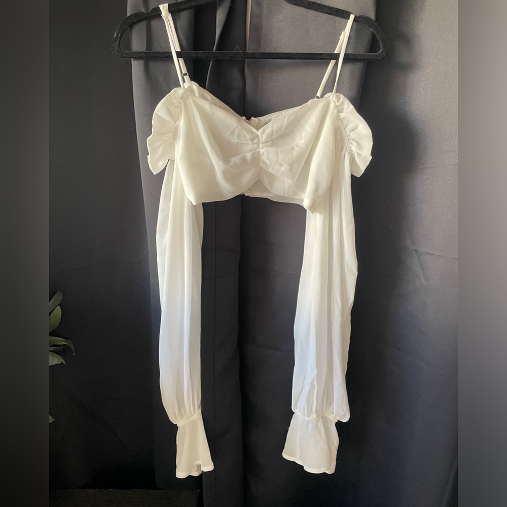 🎄Buy2Get1Free🎄White off-the-should long sleeve blouse